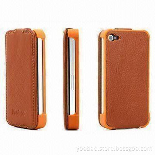 Leather Case for Apple's iPhone 4, Elegant Style, Very Slim, Available in Black, Brown and White Col